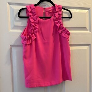 Lilly Pulitzer Bright Pink Ruffle Strap Shell Top